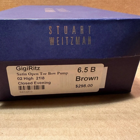 Stuart Weitzman GigiRitz satin open toe bow pump, brown, 6.5 - Picture 12 of 12